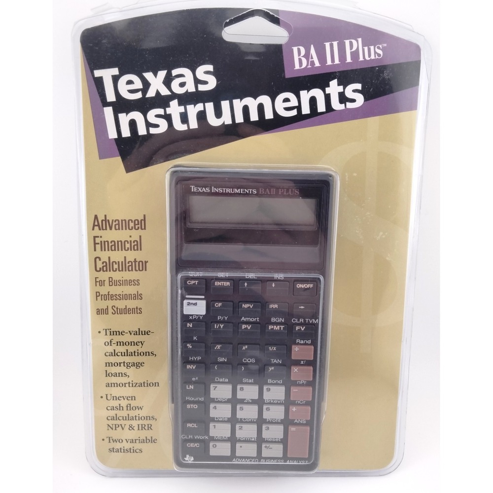 Texas Instruments BA II PLUS Advanced Financial‎ Calculator w/ manual - 1997